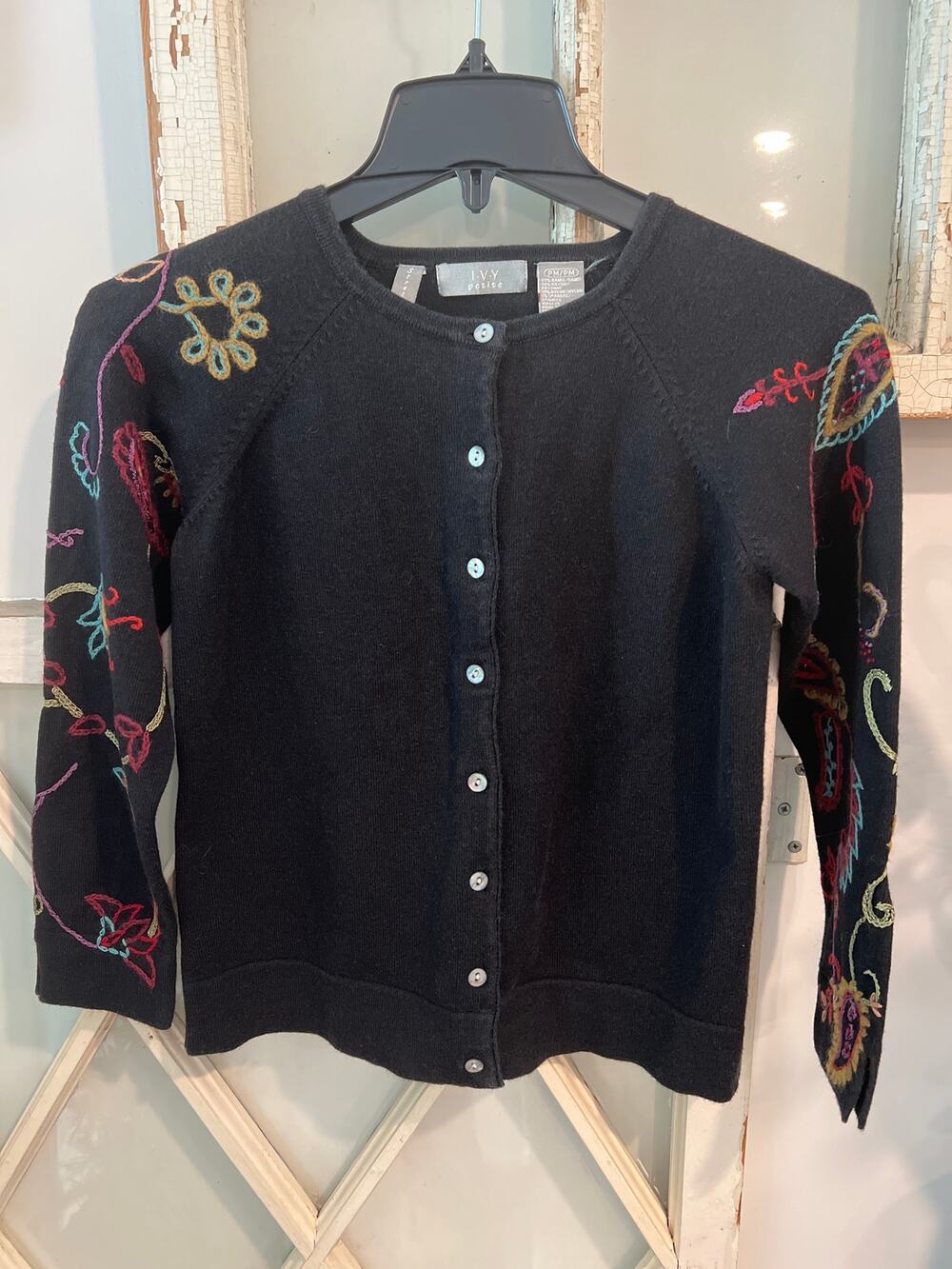 IVY petite medium PM cardigan sweater with embroidery
